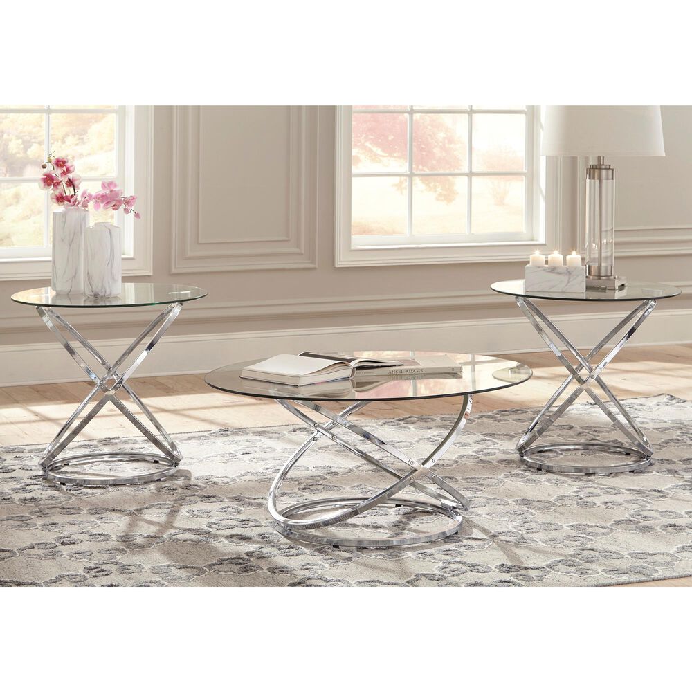 Ashley Hollynyx 3-Piece Occasional Table Set in Chrome, , large