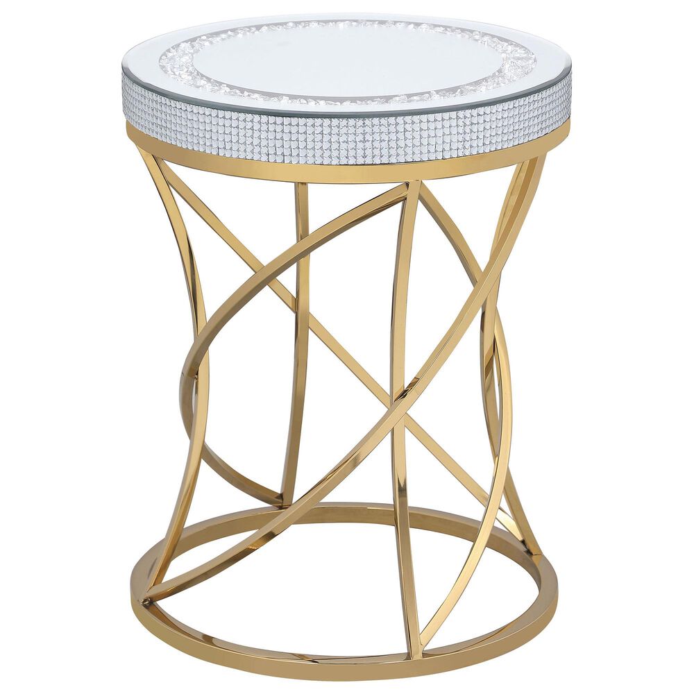 Pacific Landing Elise Round End Table in Silver and Gold, , large