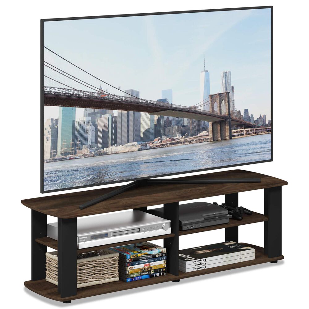 HOMLUX 43.3" Modern Entertainment Center TV Stand in Columbia Walnut and Black, , large
