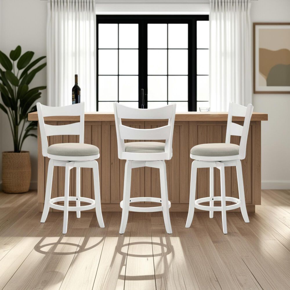 Armen Living Blair 30" Swivel Bar Stool in Matte White, , large