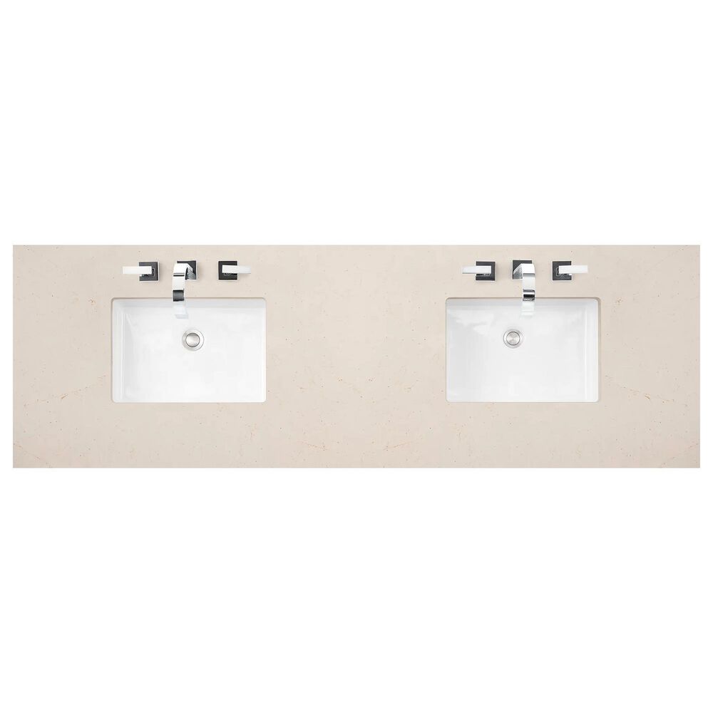 James Martin Vanities Amberly 72&quot; Double Bathroom Vanity in Walnut with 3 cm Carrara White Marble Top and Rectangular Sinks, , large