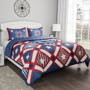 Timberlake Lavish Home 3-Piece Full/Queen Homestead Quilt Set in Red, White, Blue, , large