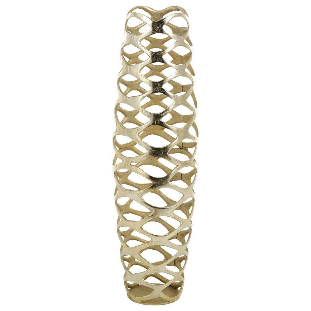 Maple and Jade 32.5" Tall Cutout Geometric Decorative Vase in Satin Gold, , large
