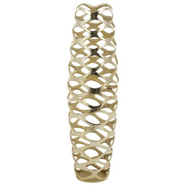 Maple and Jade 32.5" Tall Cutout Geometric Decorative Vase in Satin Gold, , large
