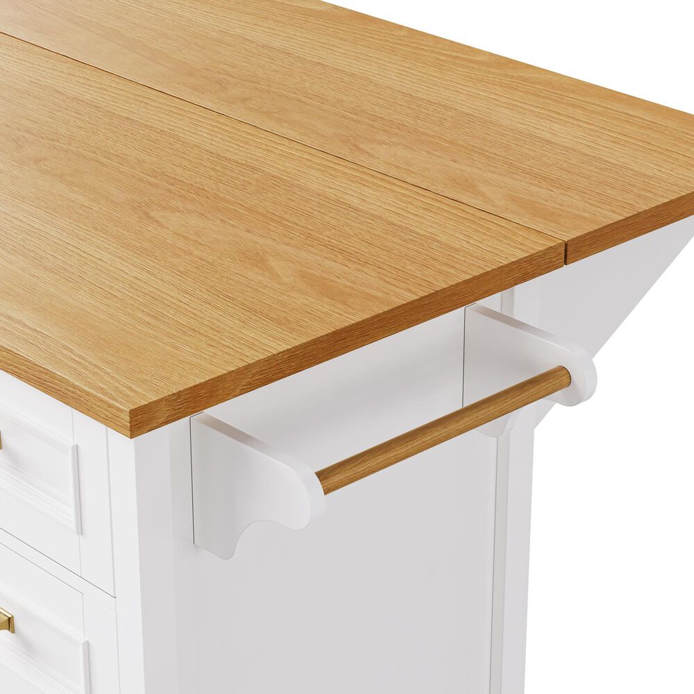 HOMLUX 52" Kitchen Island with Drop Leaf in White, , large