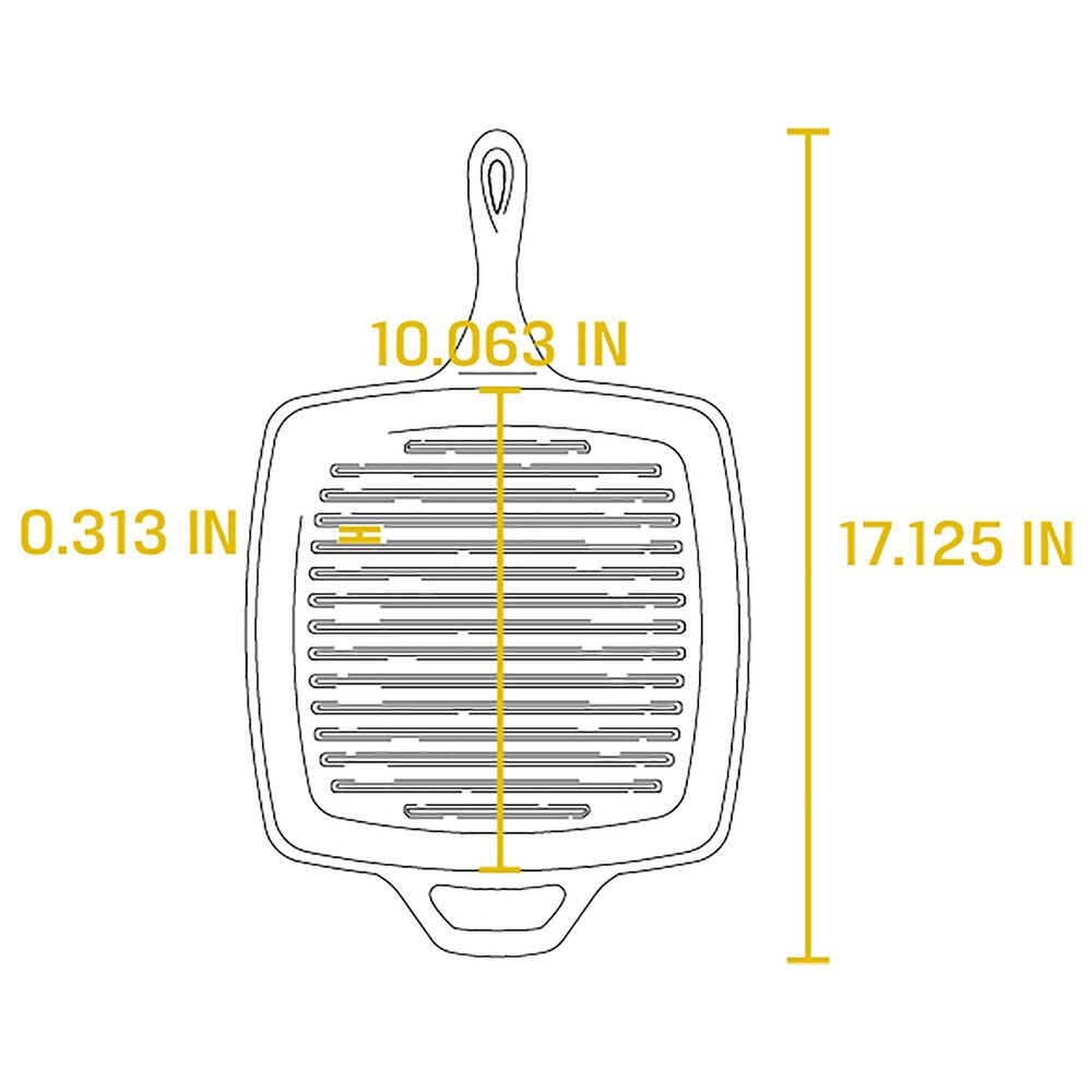 Lodge 10.5&quot; Square Cast Iron Grill Pan in Black, , large