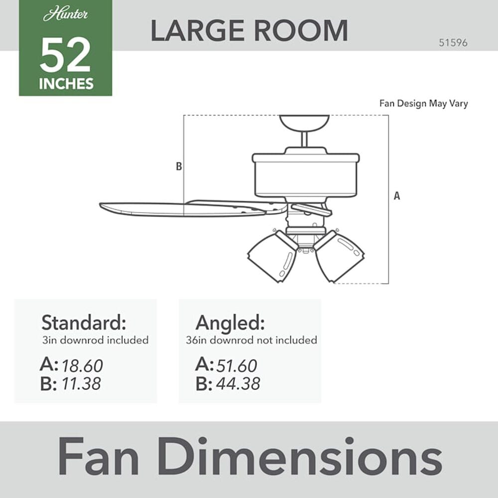 Hunter Rosner 52&quot; Ceiling Fan with Lights in Brushed Nickel, , large