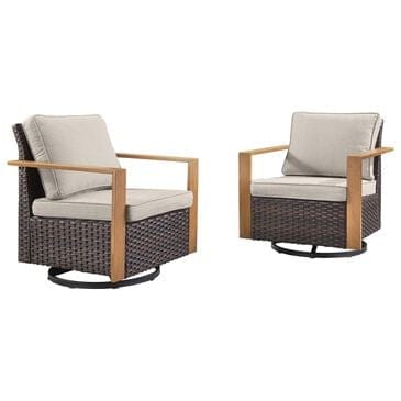 Sunwell Garden Outdoor Swivel Glider Chair in Beige (Set of 2), , large