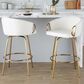 LumiSource Claire Swivel Counter Stool with White Faux Leather Upholstery in Gold (Set of 2), , large