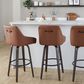 LumiSource Hannah Swivel Bar Stool with Camel Faux Leather Upholstery in Walnut and Black (Set of 2), , large