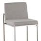 Lumisource Fuji High Back Barstool with Grey Fabric in Stainless Steel (Set of 2), , large