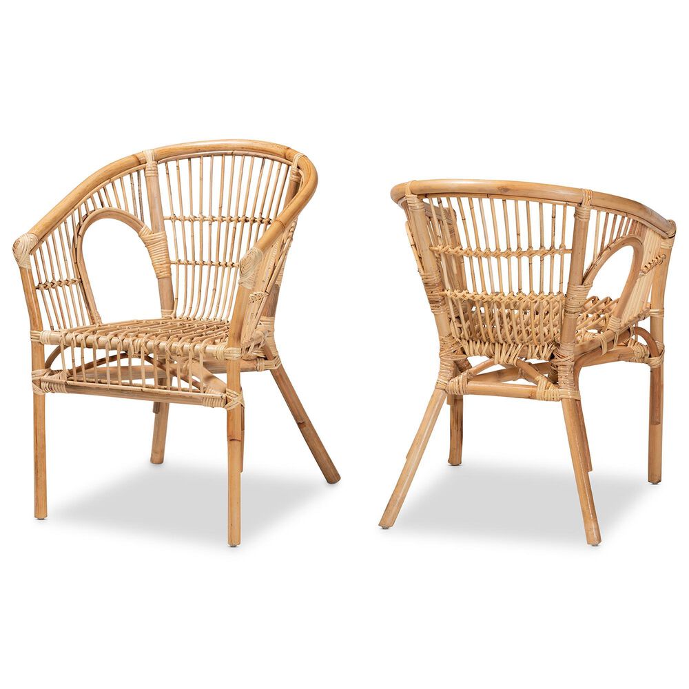 Baxton Studio Alleta Arm Chair in Natural Brown (Set of 2), , large