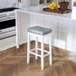 Linon Home Decor Claridge Bar Stool with Light Grey Cushion in White, , large