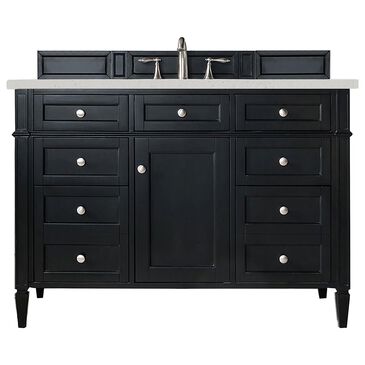 James Martin Vanities Brittany 48" Single Bathroom Vanity in Black Onyx with 3 cm Lime Delight Quartz Top and Rectangular Sink, , large