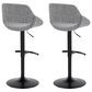 LumiSource Fabrico Swivel Adjustable Bar Stool with Grey Noise Fabric Upholstery and Rounded T Footrest in Black (Set of 2), , large