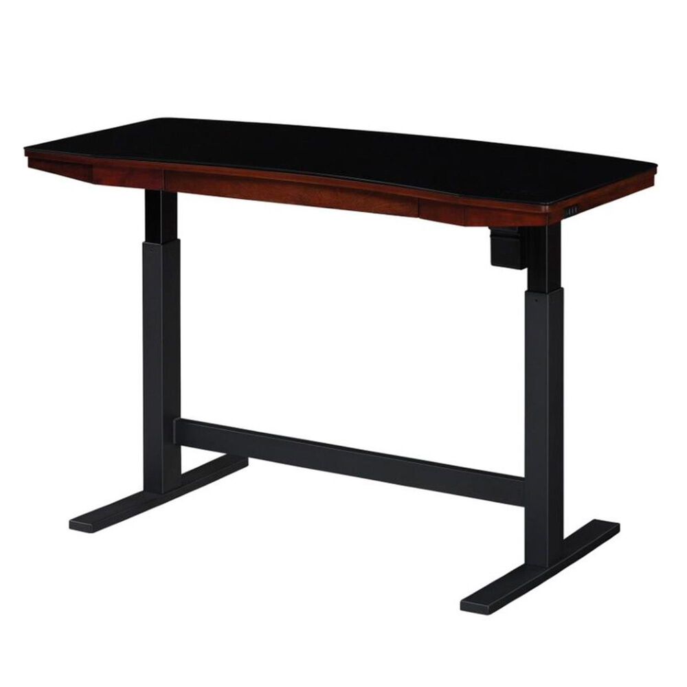 Fabio Flames Adjustable Height Desk with Glass Top in Meridian Cherry, , large