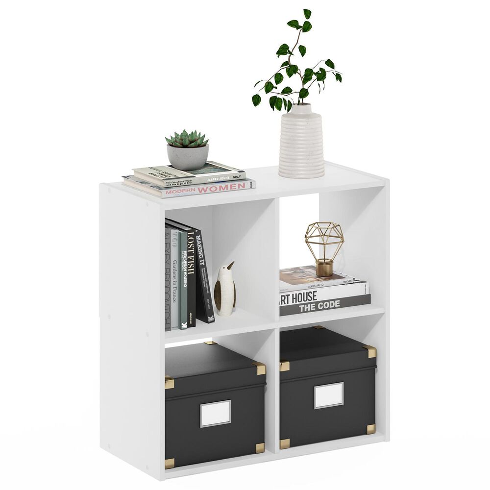 HOMLUX 4-Cube Open Shelf Bookshelf in White, , large