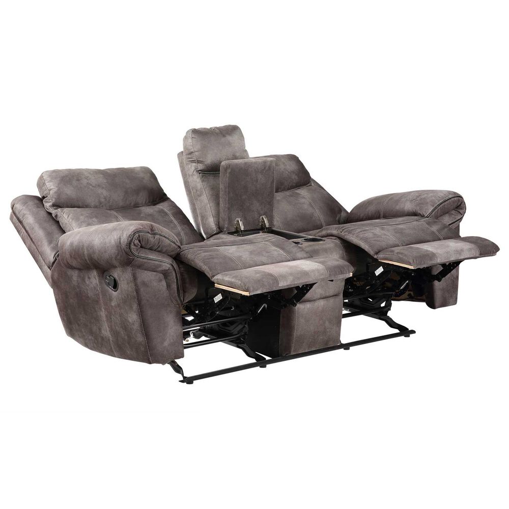 Steve Silver Nashville Manual Glider Recliner Console Loveseat in Grey, , large