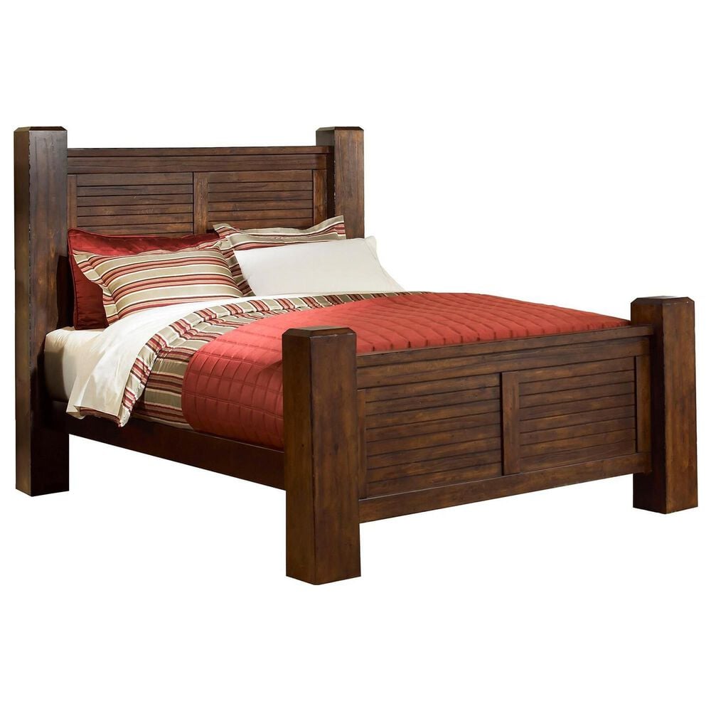Tiddal Home Trestlewood 3-Piece Queen Poster Bedroom Set in Mesquite Pine, , large