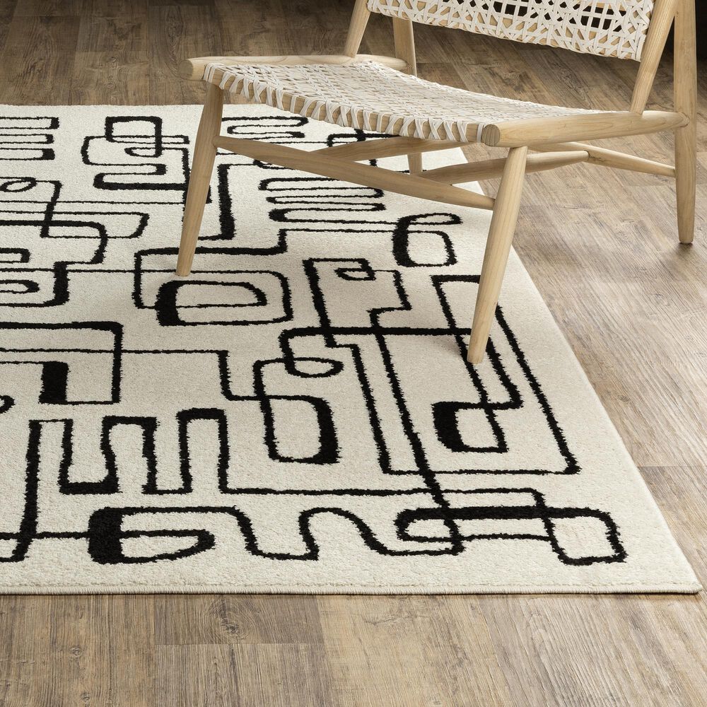 ROW by Oriental Weavers Quinn QUI11 Beige and Black 7'10" x 10' Area Rug, , large