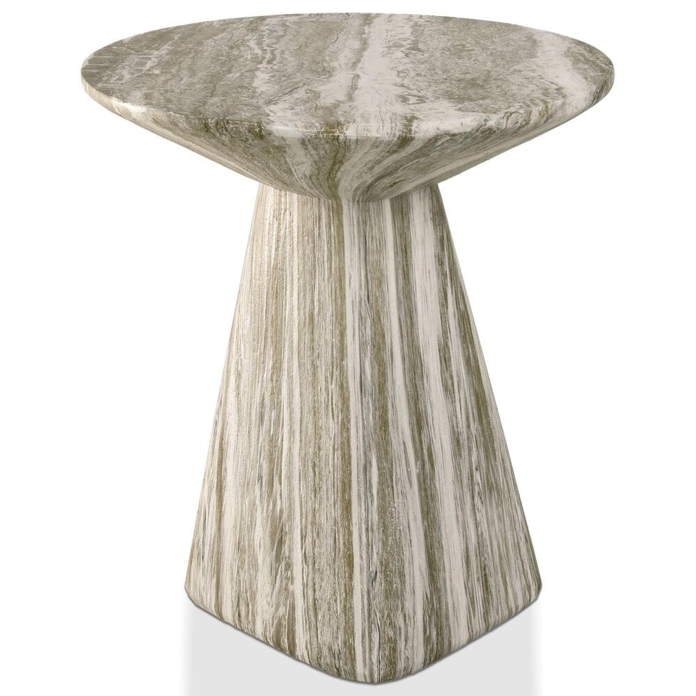 Furniture of America Karvyn 18" Travertine Side Table in Gray, , large
