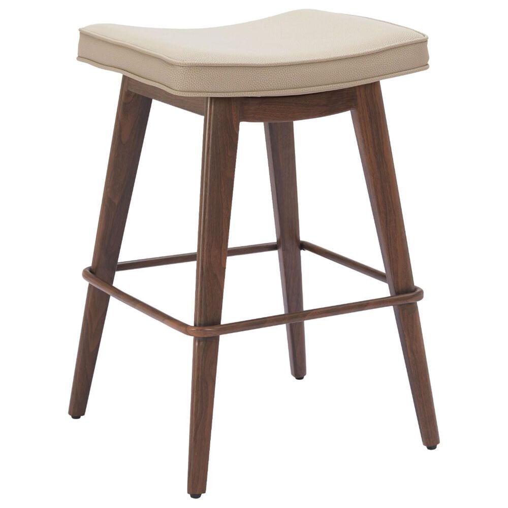 Zuo Modern Divat Counter Stool in Beige & Walnut, , large