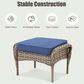 Hearth and Haven Patio Wicker Ottoman with Gray Rattan in Blue (Set of 2), , large