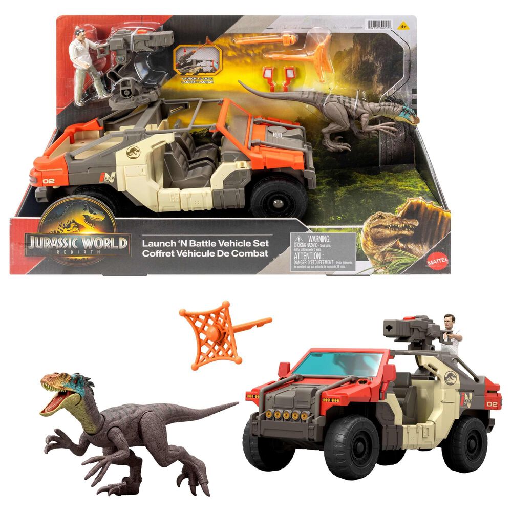 Jurassic World Rebirth Launch and Battle Vehicle with Figures in Multicolor, , large