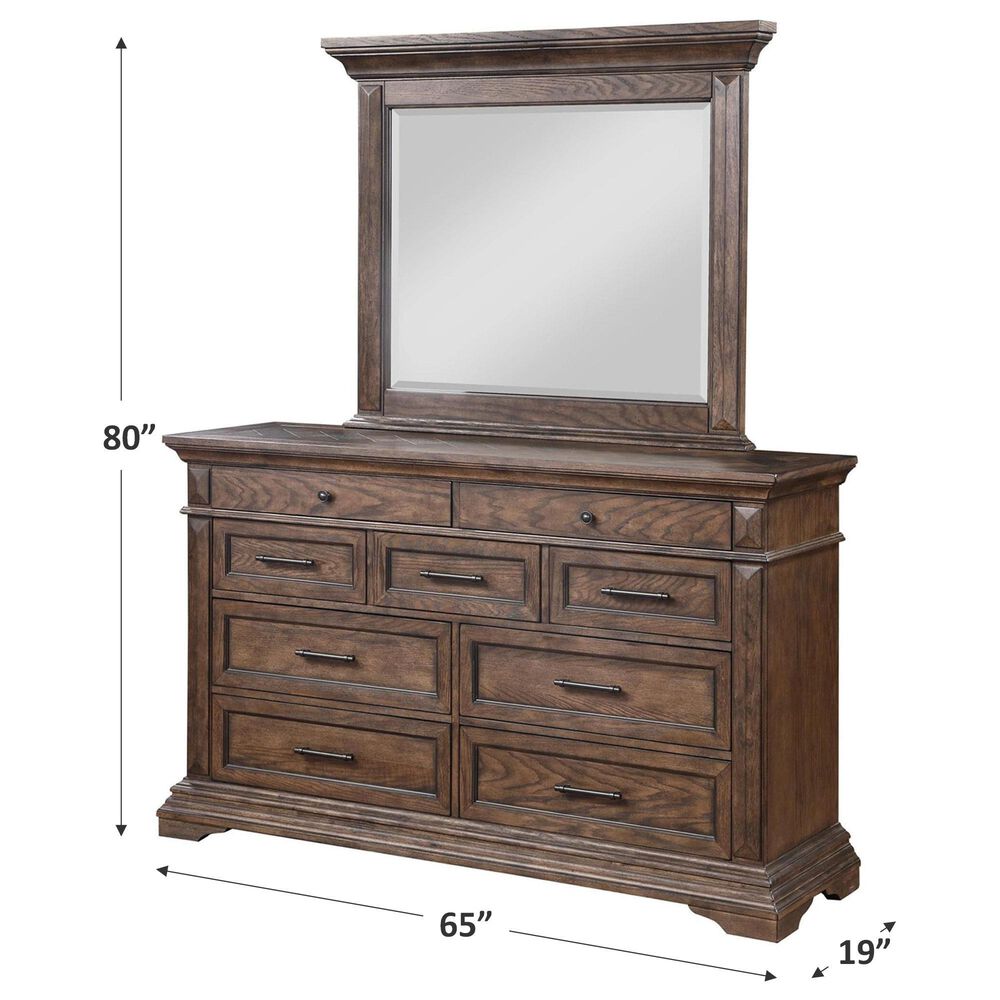 New Heritage Design Mar Vista 4 Piece King Bedroom Set in Brushed Walnut, , large