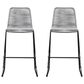 Armen Living Shasta Patio Bar Stool with Gray Rope Seat in Black (Set of 2), , large