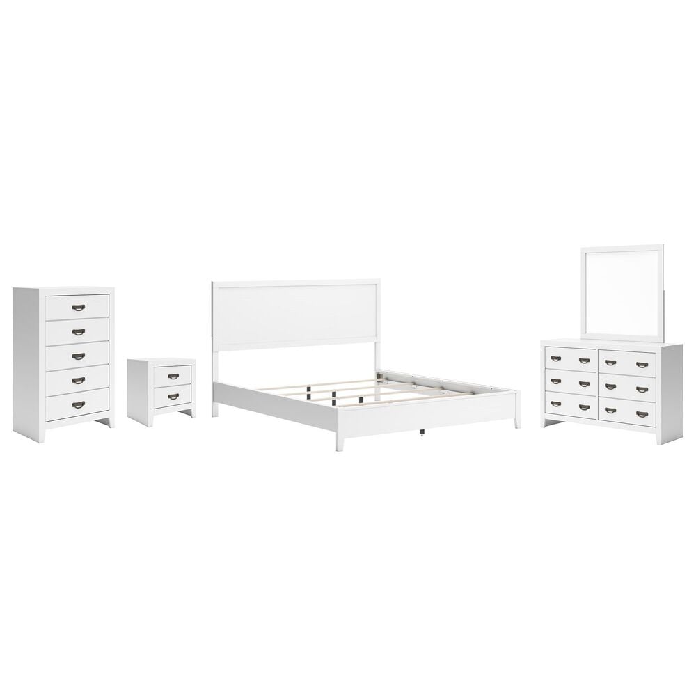 Ashley Binterglen 5-Piece King Panel Bedroom Set in White, , large