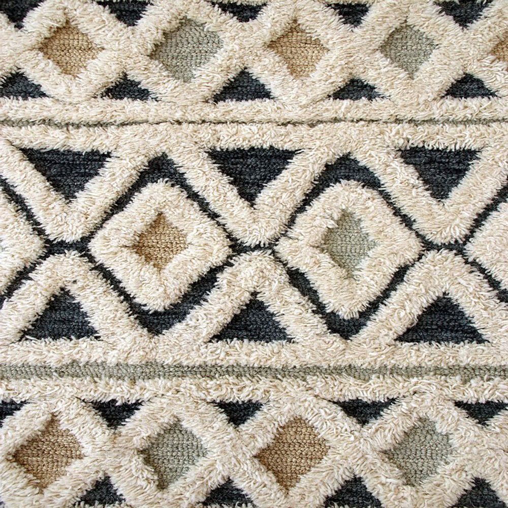 L&amp;R Resources Sinuous Geometric Diamonds 4&#39; Round Blue and Cream Area Rug, , large