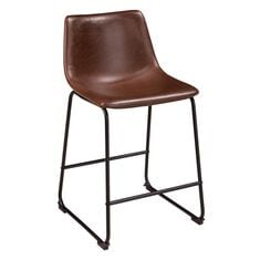 Signature Design by Ashley Centiar 24 inch Upholstered Counter Stool in Brown and Black