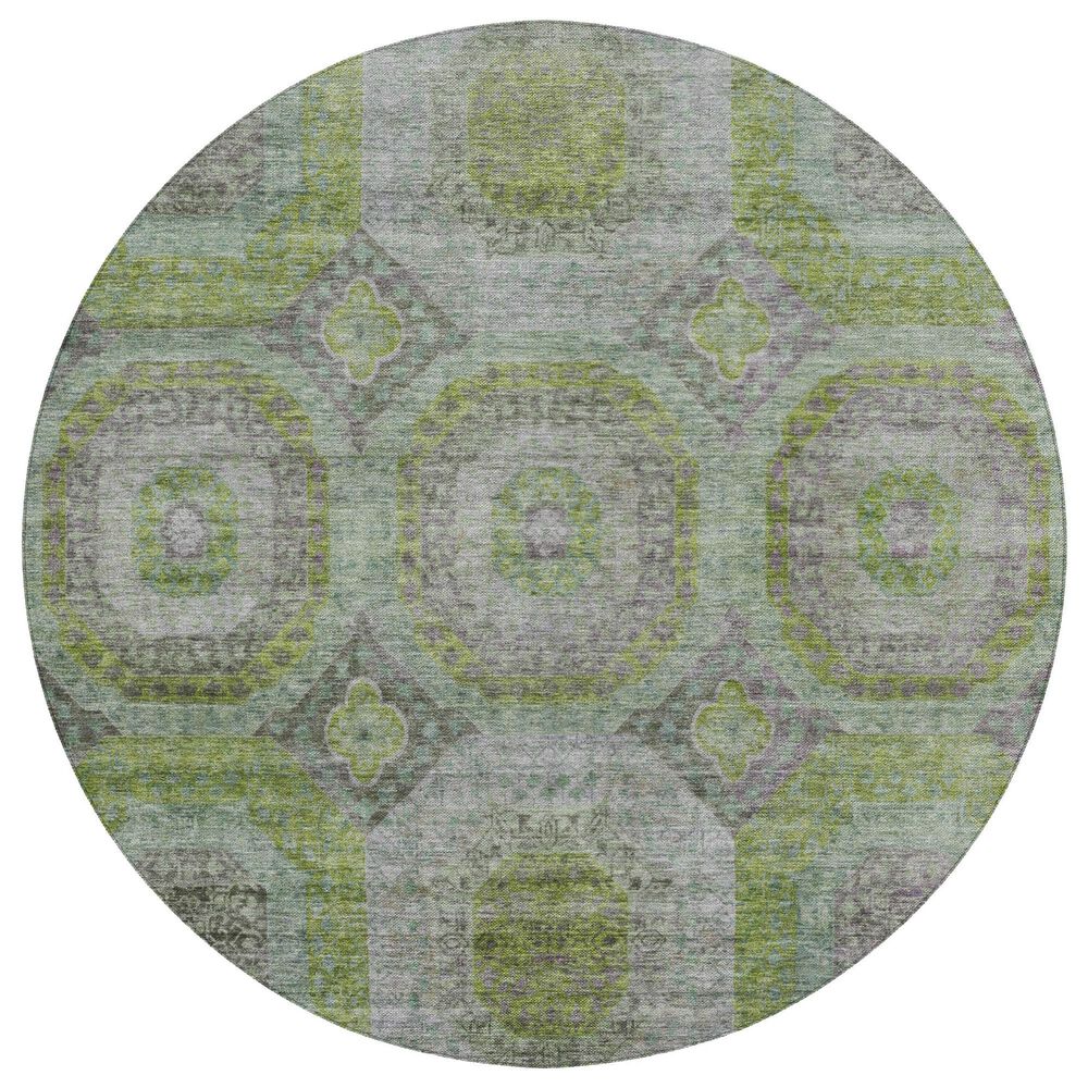 Dalyn Rug Company Karaj KJ6 8" Round Olive Indoor/Outdoor Area Rug, , large