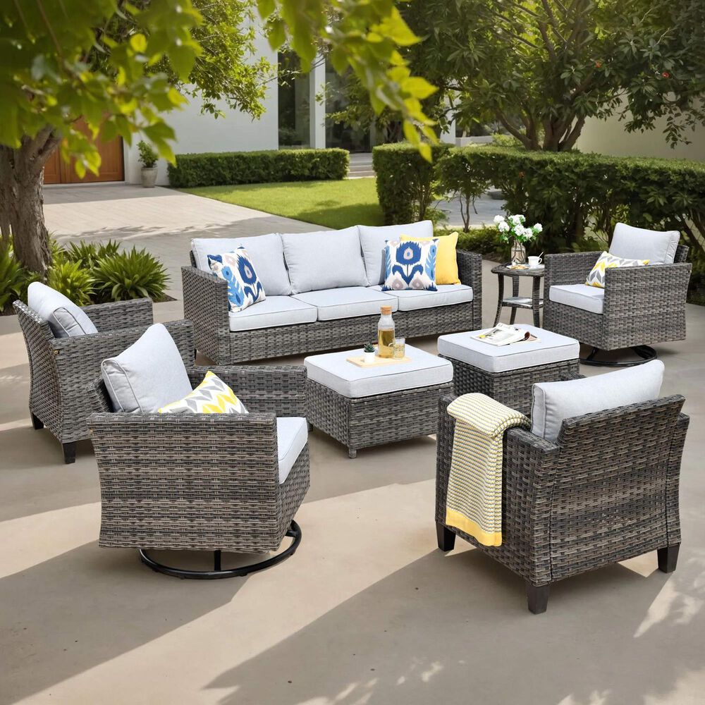 HOMLUX 8-Piece Outdoor Patio Furniture in Grey, , large
