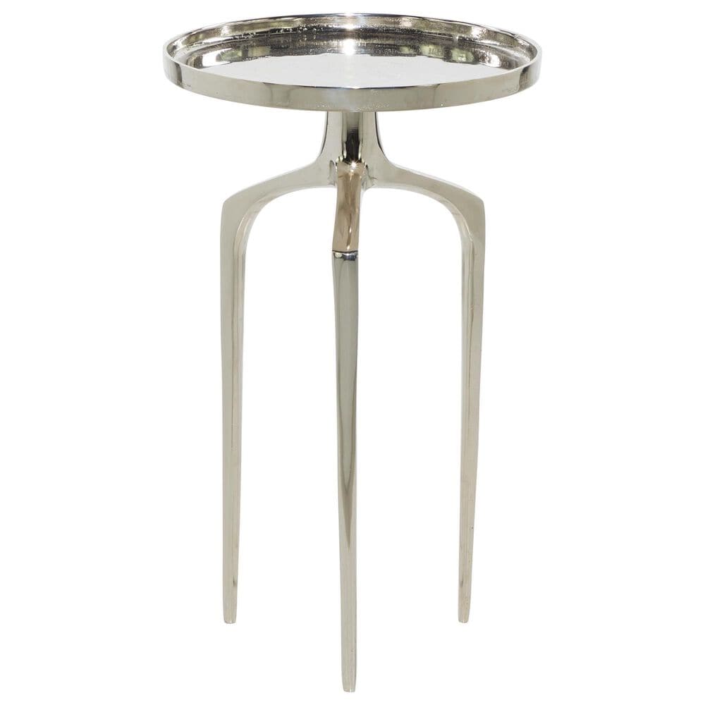 Maple and Jade 22" Round End Table with 3 Tripod Legs in Polished Silver, , large