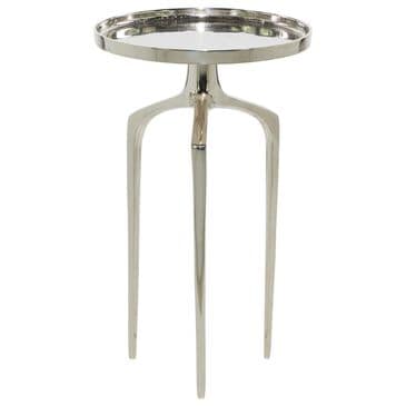Maple and Jade 22" Round End Table with 3 Tripod Legs in Polished Silver, , large