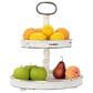 Creative Coop 2-Tier Tray with Metal Handle in Distressed Cream, , large