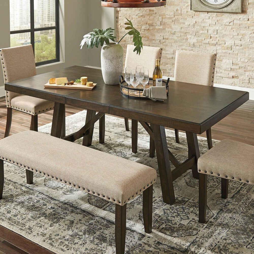 Signature Design by Ashley Rokane Rectangular Dining Extension Table in Light Brown - Table Only, , large