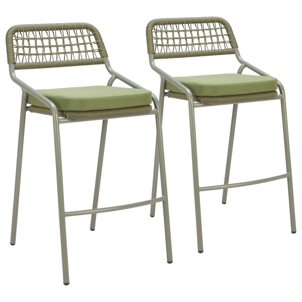 Zuo Modern Rio Patio Barstool in Green (Set of 2), , large