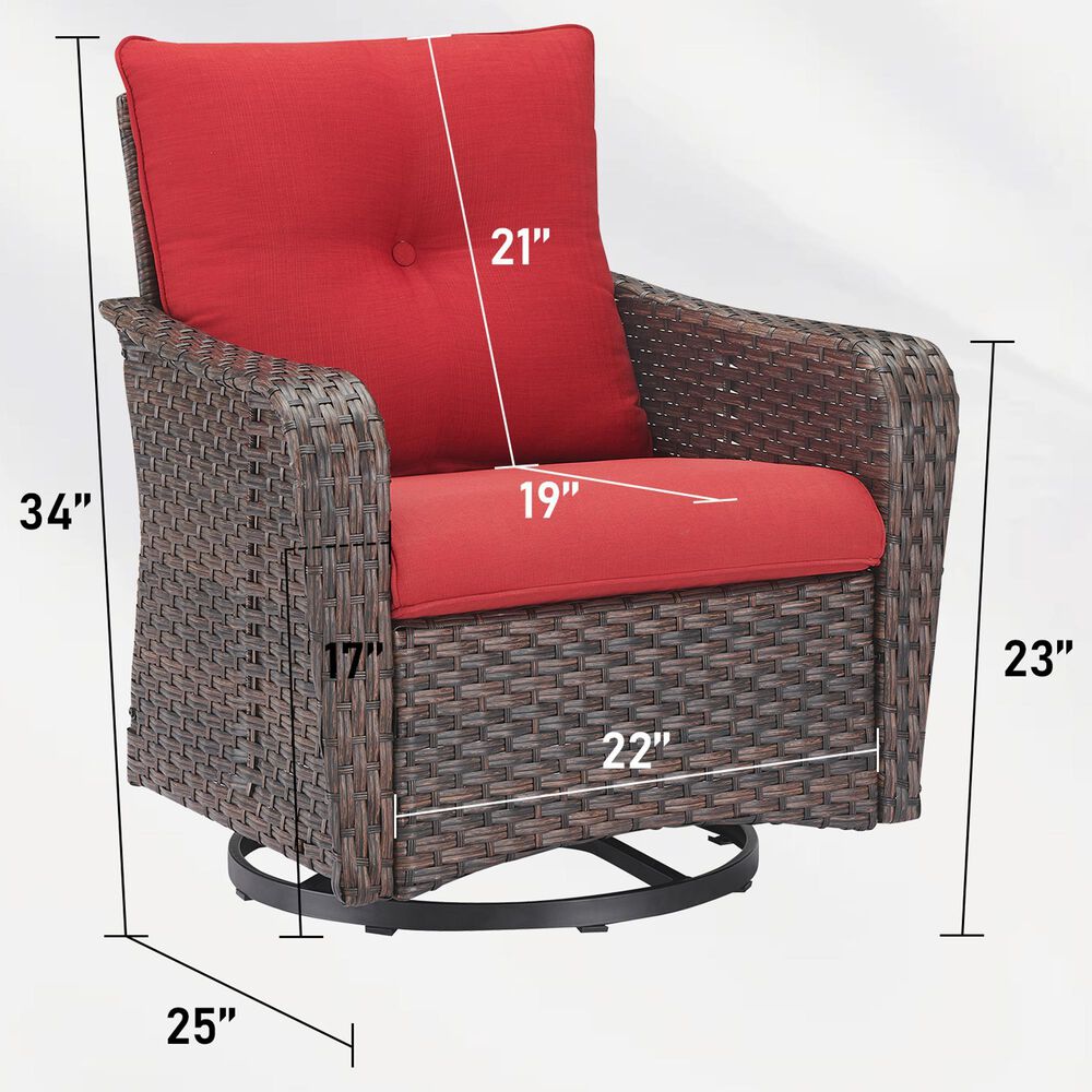 Sunwell Garden 34" Patio Swivel Glider Chair with Wicker Armrest in Navy (Set of 2), , large