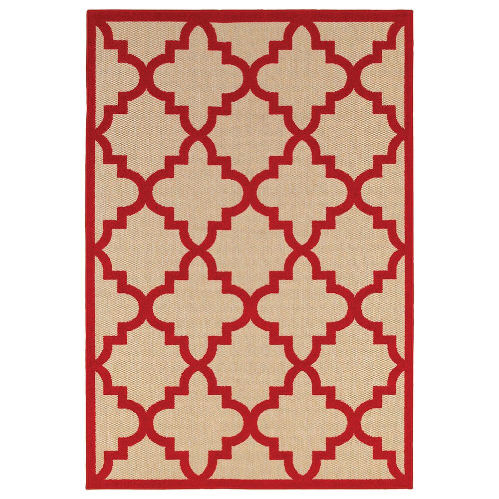 Oriental Weavers Cayman 660R 9"10" x 12"10" Sand and Red Area Rug, , large