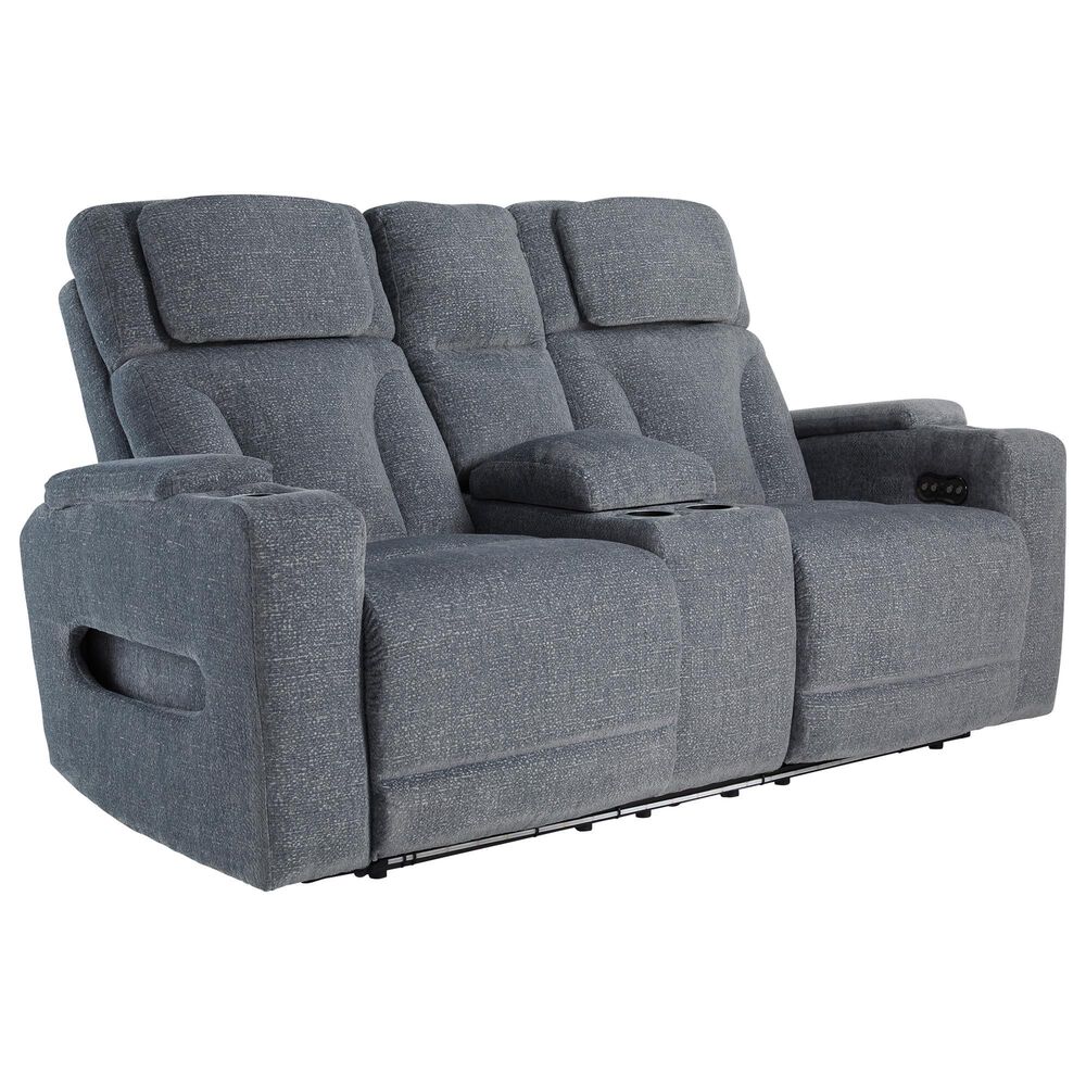 Ashley Forest Lake Power Reclining Loveseat in Steel, , large