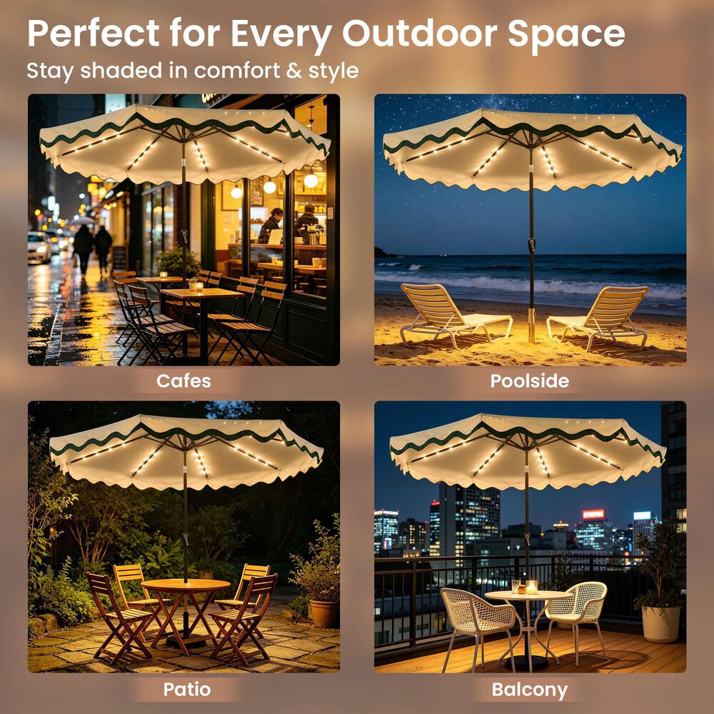 HOMLUX 10' Patio Umbrella with Lights in Green, , large
