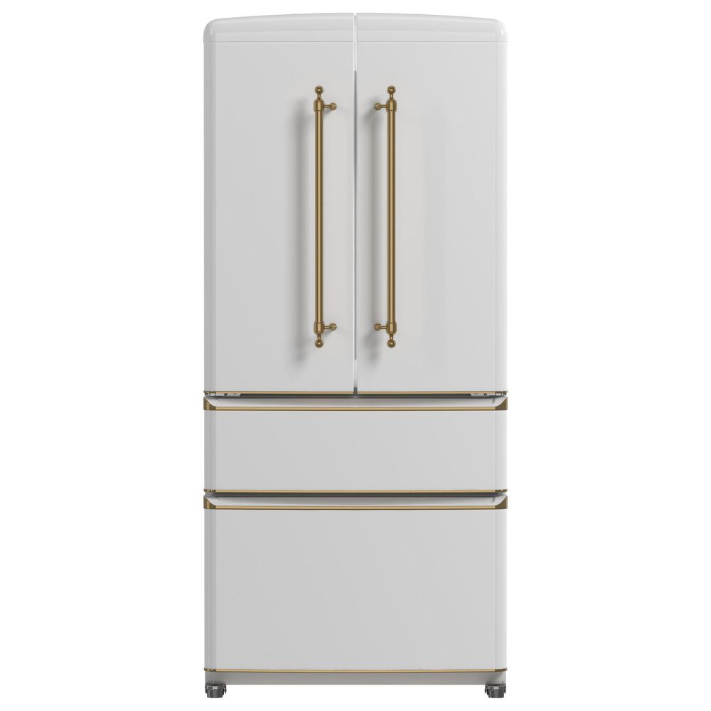 Forno Luigi 18 Cu. Ft. French Door Refrigerator with Antique Brass Handles in White, , large