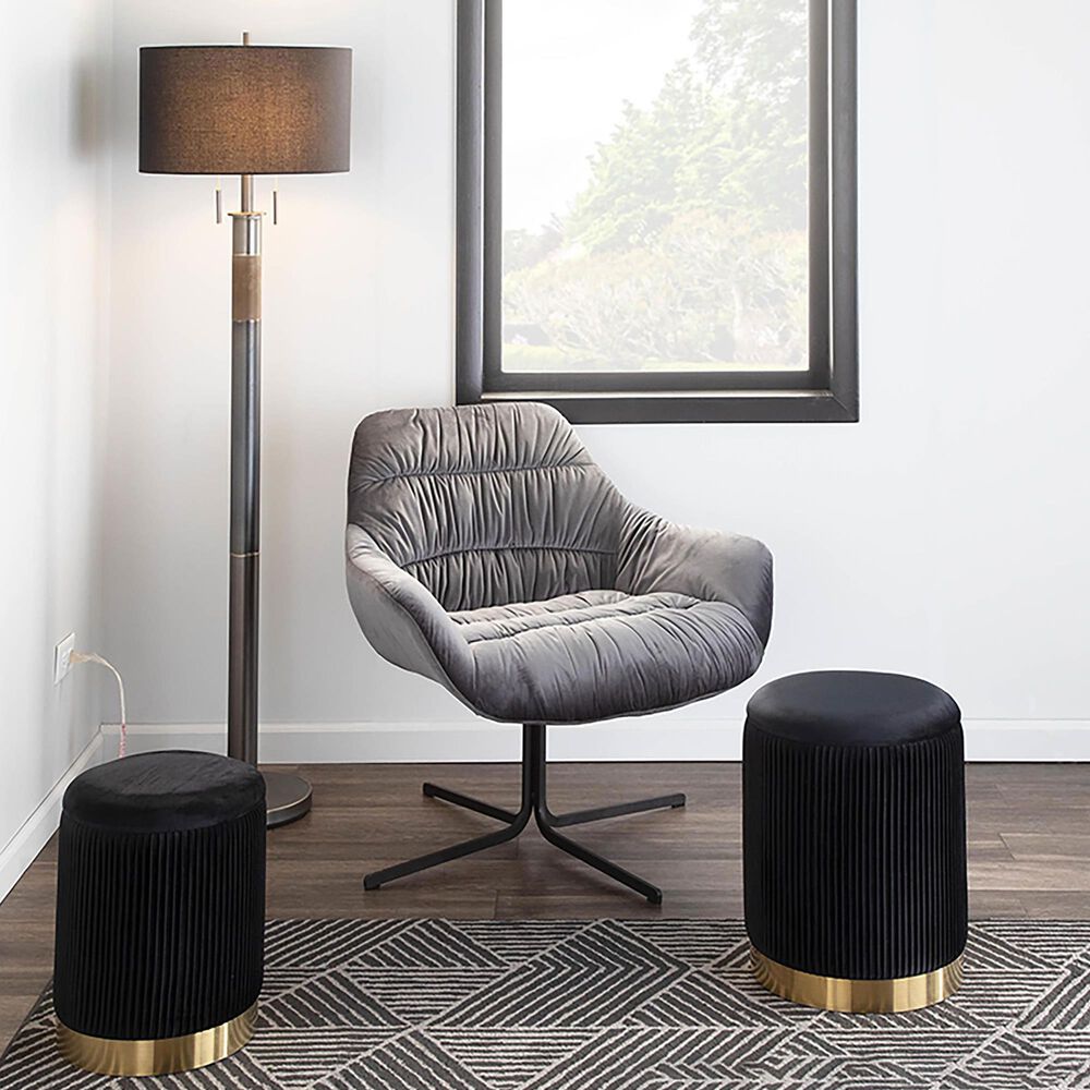 Lumisource Marla 2-Piece Nesting Ottoman Set in Black, , large