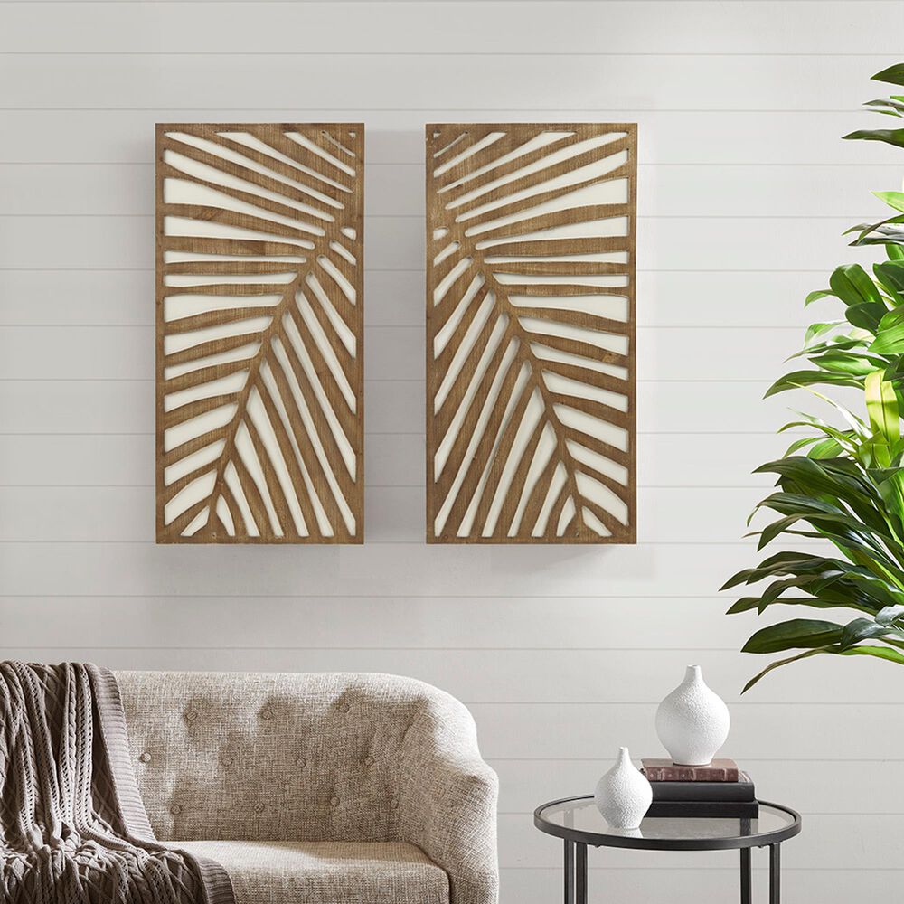 Hearth and Haven 32" x 16" Wood Panel Wall Decor in Dark Brown and White (Set of 2), , large