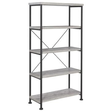 Pacific Landing Analiese 4-Shelf Bookcase in Grey Driftwood and Black, , large