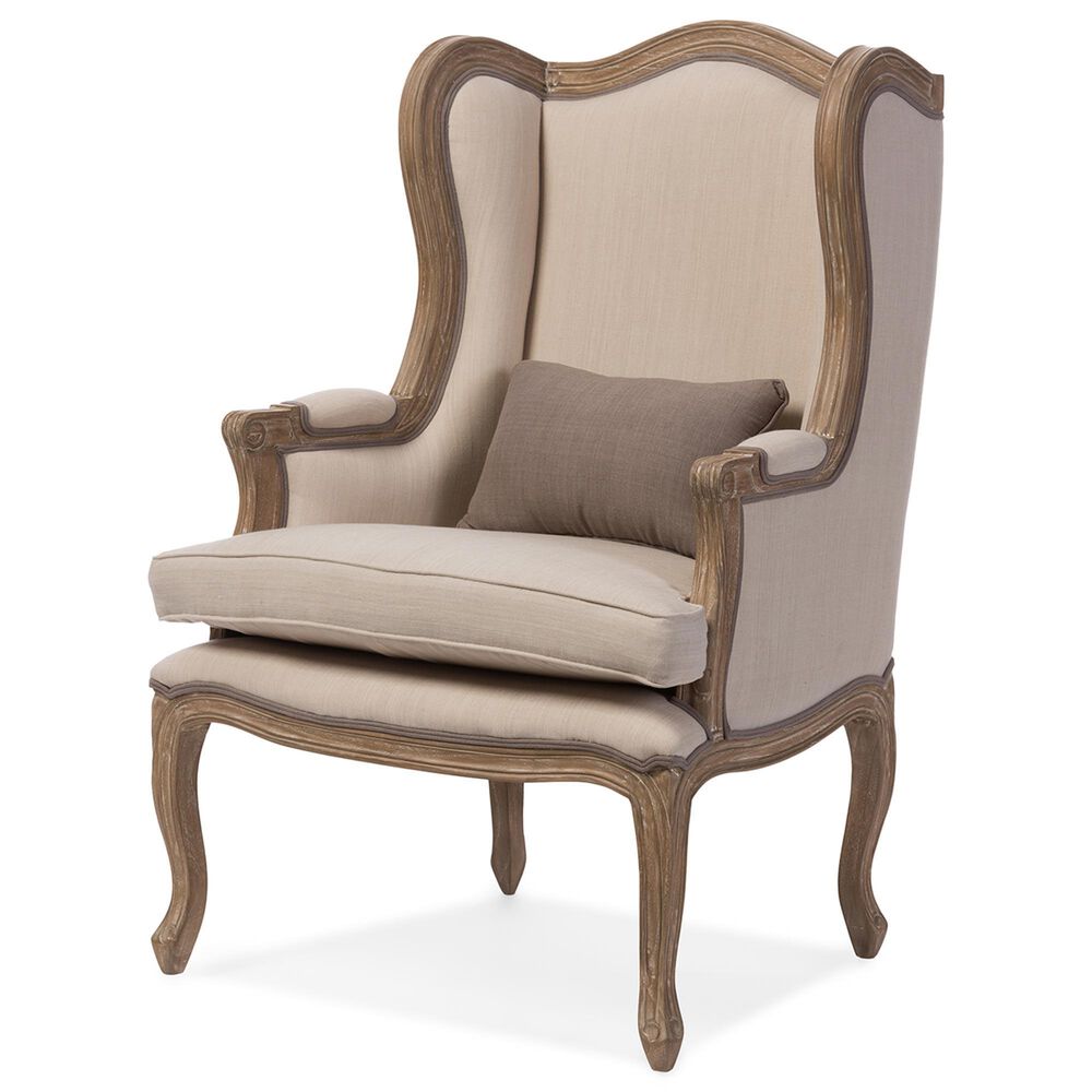 Baxton Studio Oreille Arm Chair in Beige, , large
