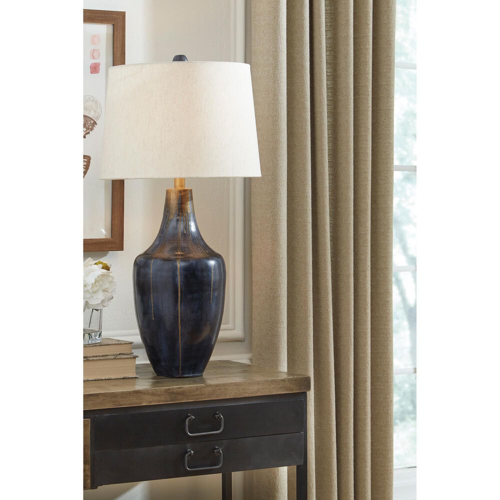 Ashley Evania Table Lamp in Indigo and Gold, , large